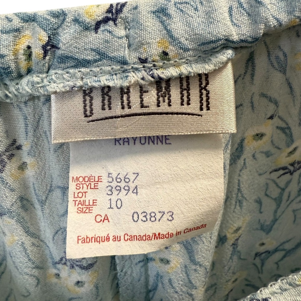 Vintage | Braemar | Floral Maxi Skirt Blue Yellow Rayon Made in Canada Size 10 - Picture 7 of 12